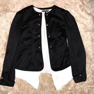 Black Blazer with Bow Detail and Gold Buttons